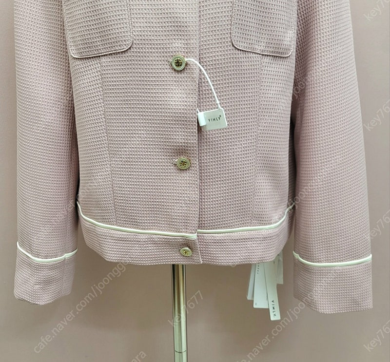 (새상품) VIMLY 핑크 배색 자켓--6