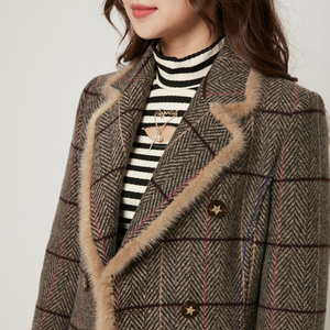 에고이스트 밍크트리밍 체크 롱 코트 55 / 랑방 마인 오브제 타임 럭키슈에뜨 산드로 마쥬 오르 시에 시스템