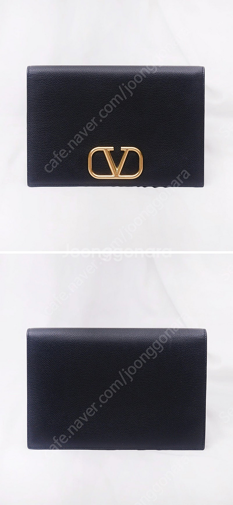 발렌티노 금장 V링 블랙 스탐파 알체 미디움 클러치백--2