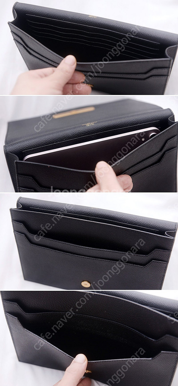 발렌티노 금장 V링 블랙 스탐파 알체 미디움 클러치백--5