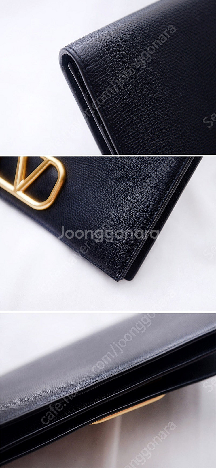 발렌티노 금장 V링 블랙 스탐파 알체 미디움 클러치백--6