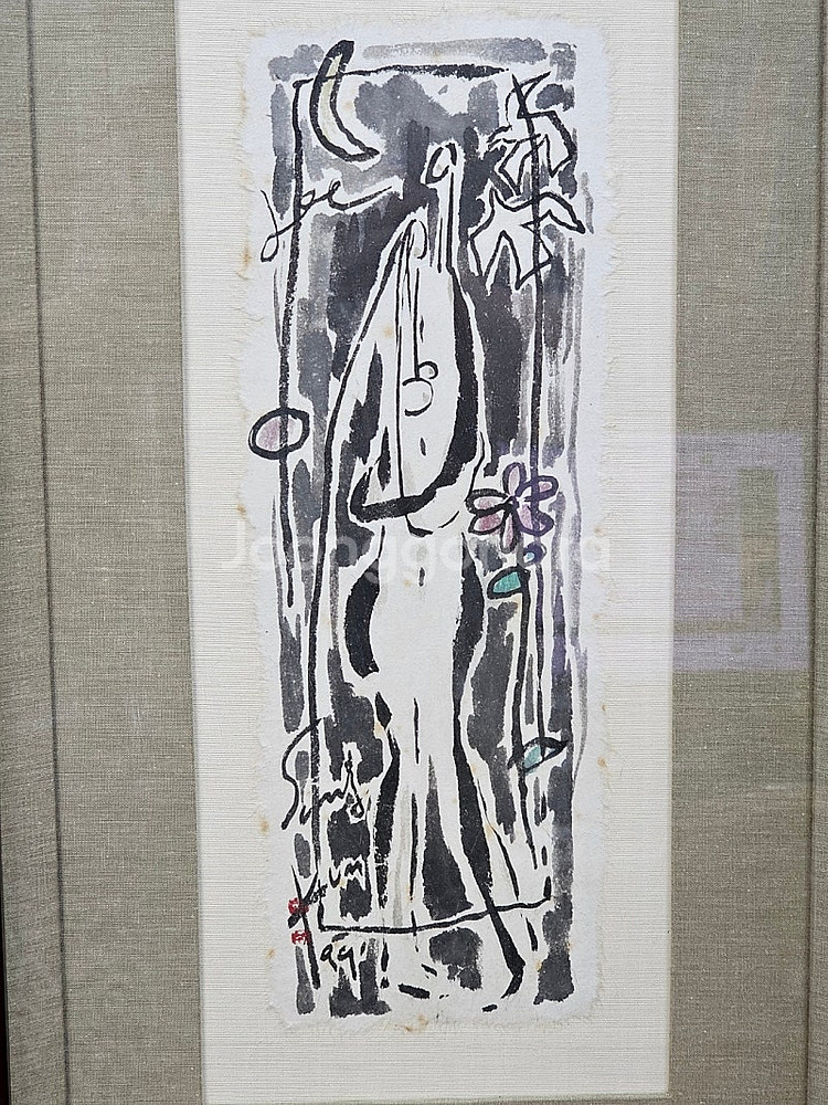 문재 이성근 한지위에 추상그림 51x54cm--2