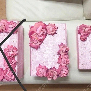 새제품ㅡ진주,볼륨장미 장식 연핑크 선물상자/수납함/인테리어소품