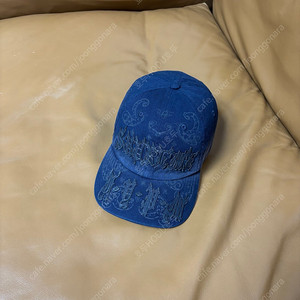 Supreme 슈프림 레더 아플리케 워시드 네이비 6패널 볼캡 모자