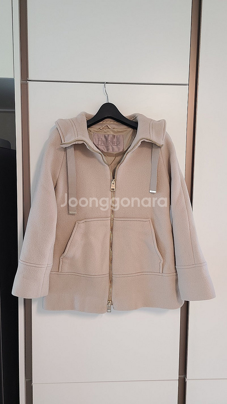 에르노 캐시미어 혼방 모직 후드코트--4