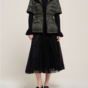 정품 한섬 오즈세컨 튤 플리츠 밴딩스커트 24년 출시 블랙 택포10만