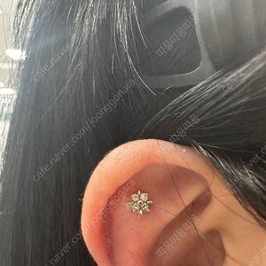 14k리얼화이트 꼬냑다이아 피어싱