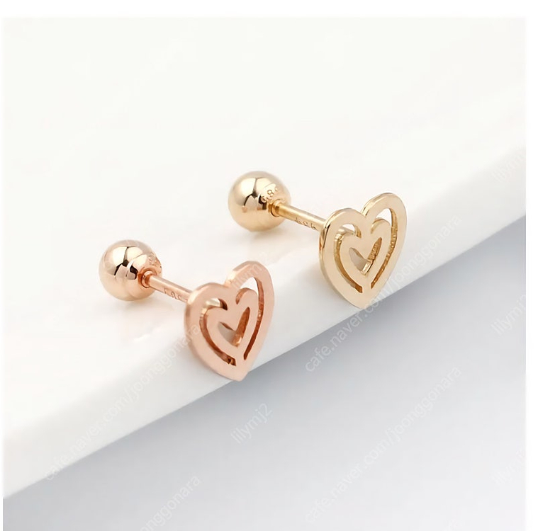 14k 로즈골드 하트피어싱 바길이 4mm--1