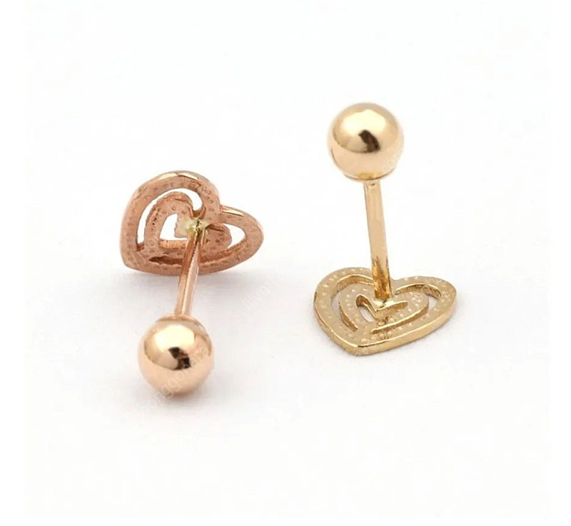 14k 로즈골드 하트피어싱 바길이 4mm--2