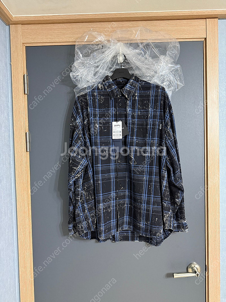준지 / 25fw 아일랜드 워싱 블랙 체크 맥스핏 셔츠...--0