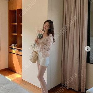 렌느 리노 린넨 나시 가디건 세트 핑크