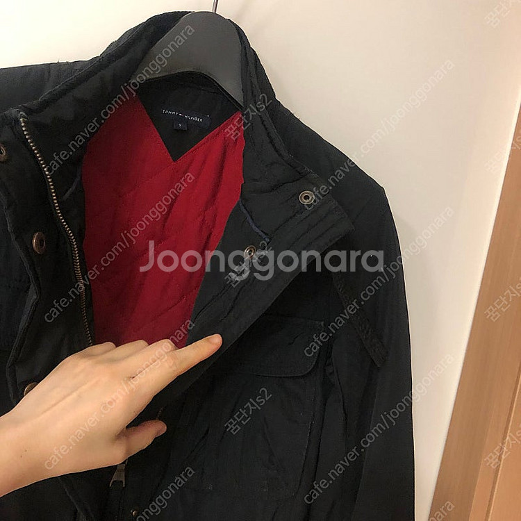 S 타미힐피거 하프 트렌치코트 자켓 점퍼 누빔 벨트 출...--5