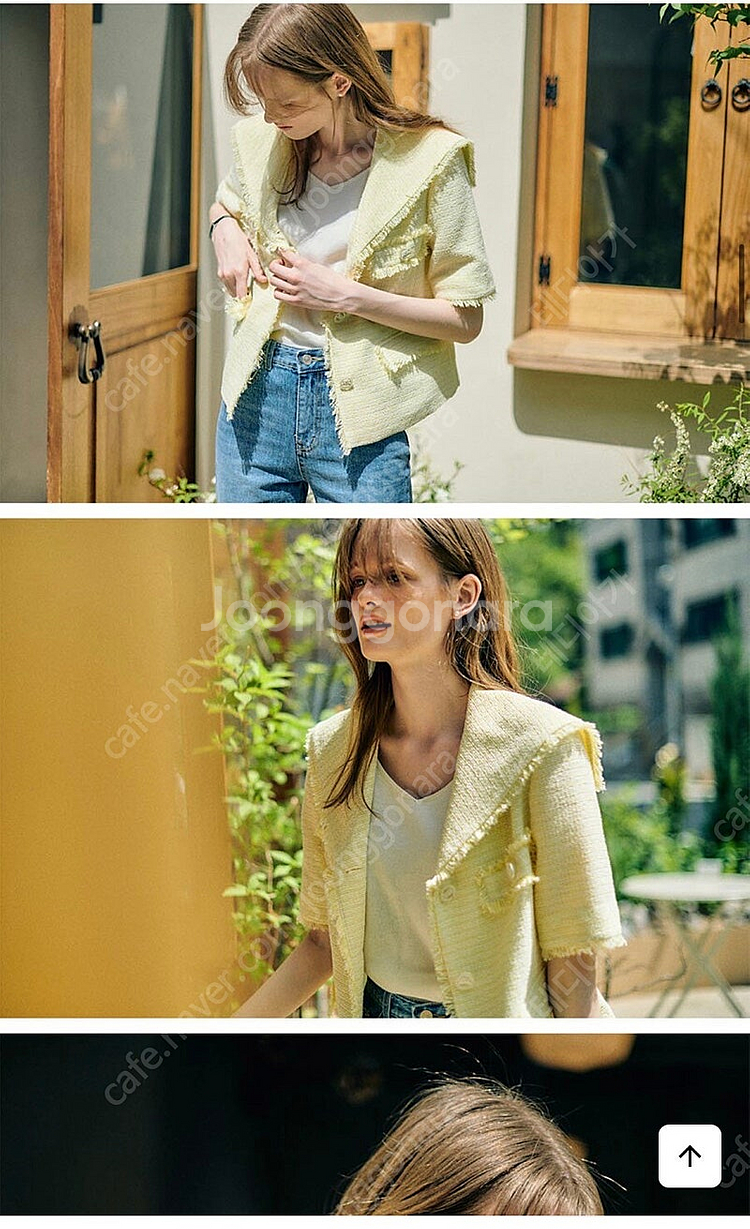 패브릭컬러지 여름 트위드 자켓 반팔자켓 세일러카라 55...--2