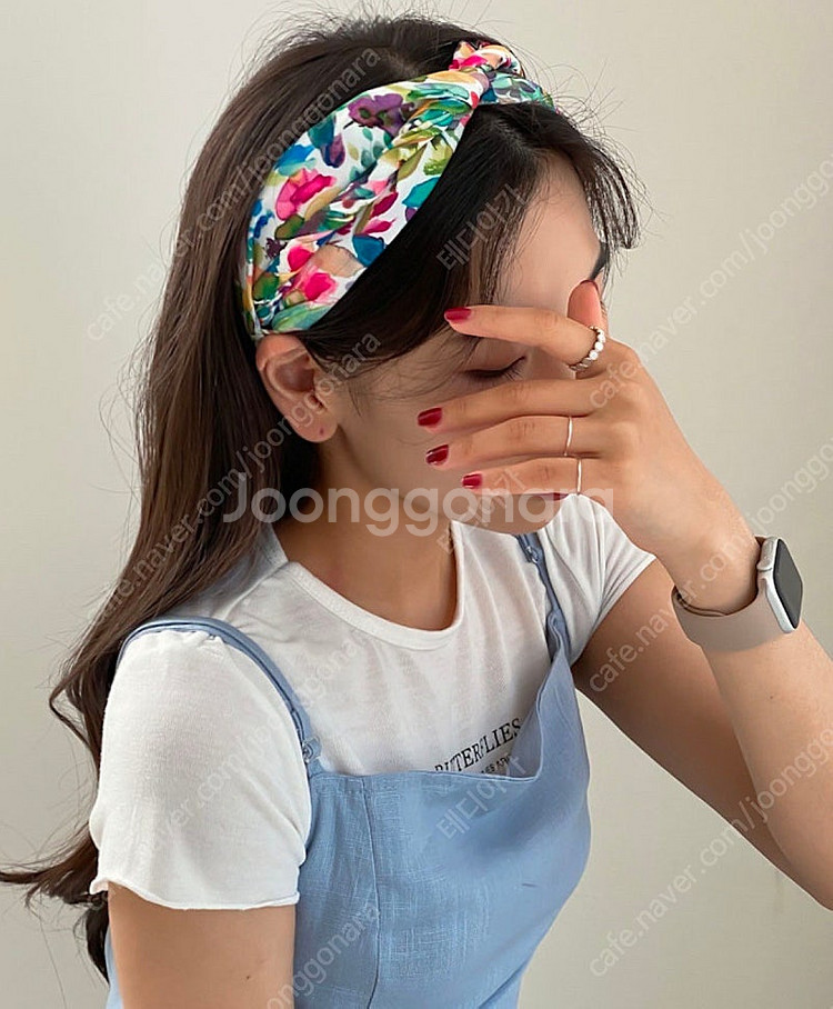 (미사용) 플라워패턴 꽃무늬 반다나 헤어밴드 (모델샷과...--1