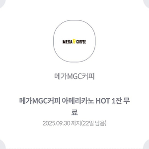 메가커피 아메리카노 HOT - 1,300원