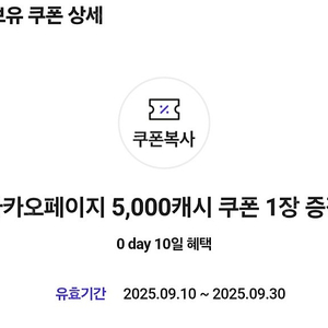 카카오페이지 5000 캐시 쿠폰