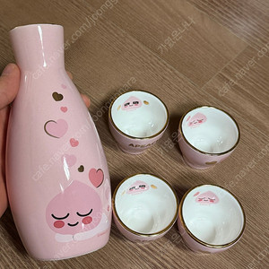 카카오 굿즈 어피치 술병 수공예 도자기 술잔 (술병1개+잔 4개)