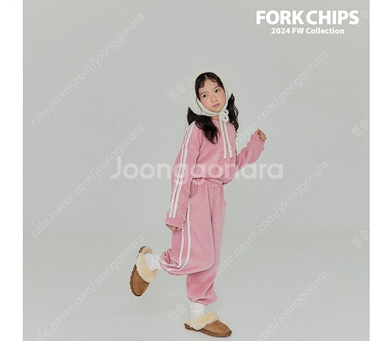 포크칩스 허니밴딩 맨투맨+팬츠 핑크 jxl새상품--0