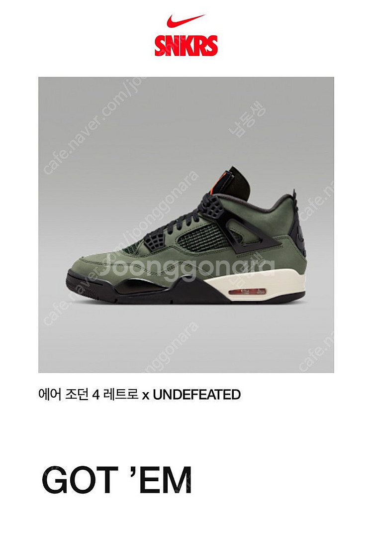 나이키 에어 조던 4 레트로 x 언디핏 270mm 판매--0