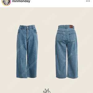 민먼데이 도트 슬림 와이드 데님 연중청 팬츠 XL