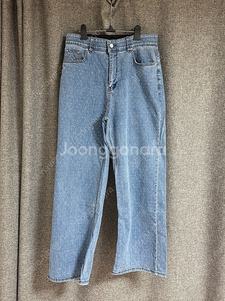 민먼데이 도트 슬림 와이드 데님 연중청 팬츠 XL--6