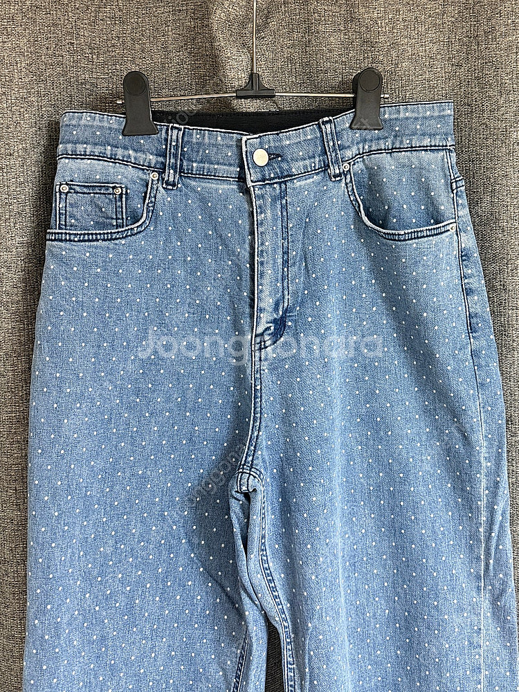 민먼데이 도트 슬림 와이드 데님 연중청 팬츠 XL--8