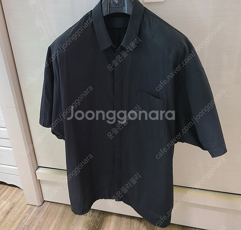 준지 스트링 오버 반팔셔츠 셔츠블루종반팔바람막이카라티맨...--2