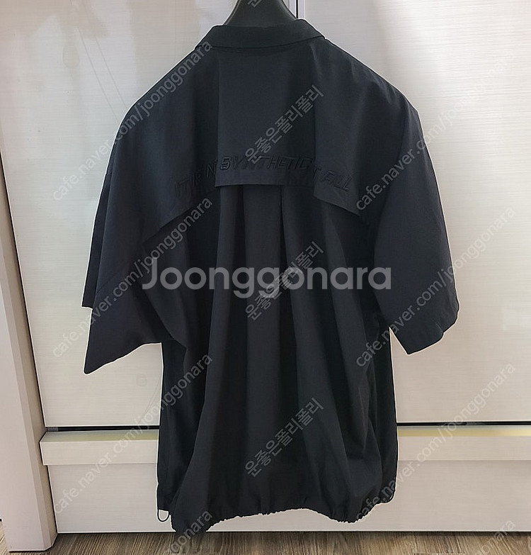 준지 스트링 오버 반팔셔츠 셔츠블루종반팔바람막이카라티맨...--3