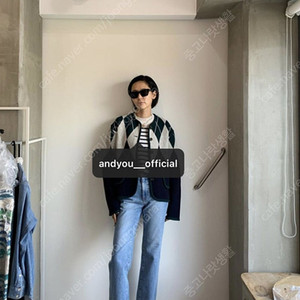앤유 ANDYOU HAPPINESS Argyle wool knit cardigan (Deep green & NAvy) 가디건
