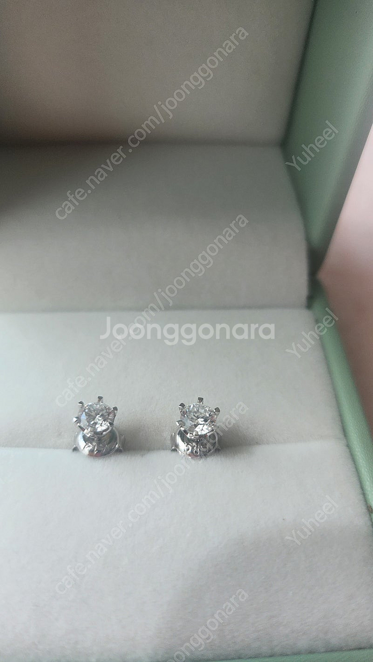 14k 랩다이아몬드 3부 귀걸이 화이트골드--0