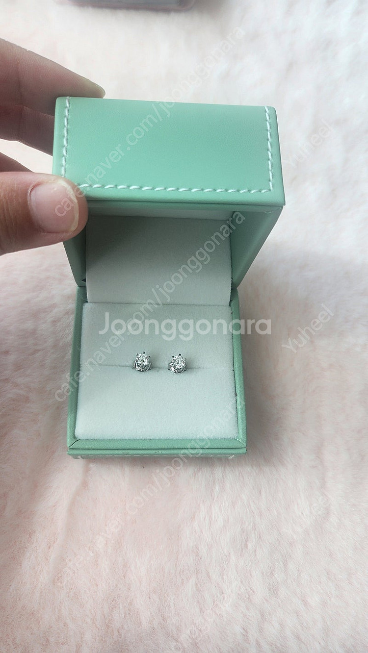 14k 랩다이아몬드 3부 귀걸이 화이트골드--2