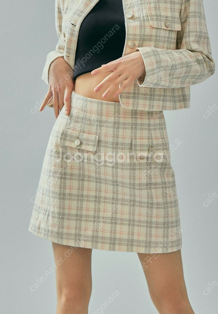 미쏘 체크 트위드 자켓스커트 셋업--4