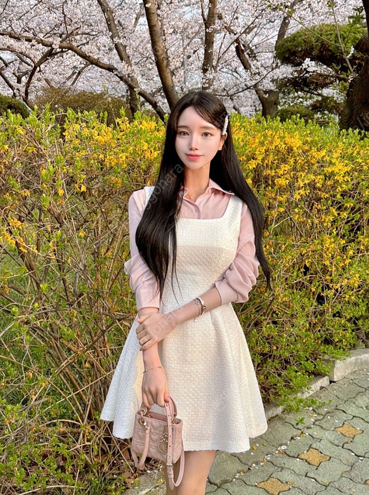 (새상품) 메이윤 제작 스프링 트위드 미니원피스 아이보리 M 이미지