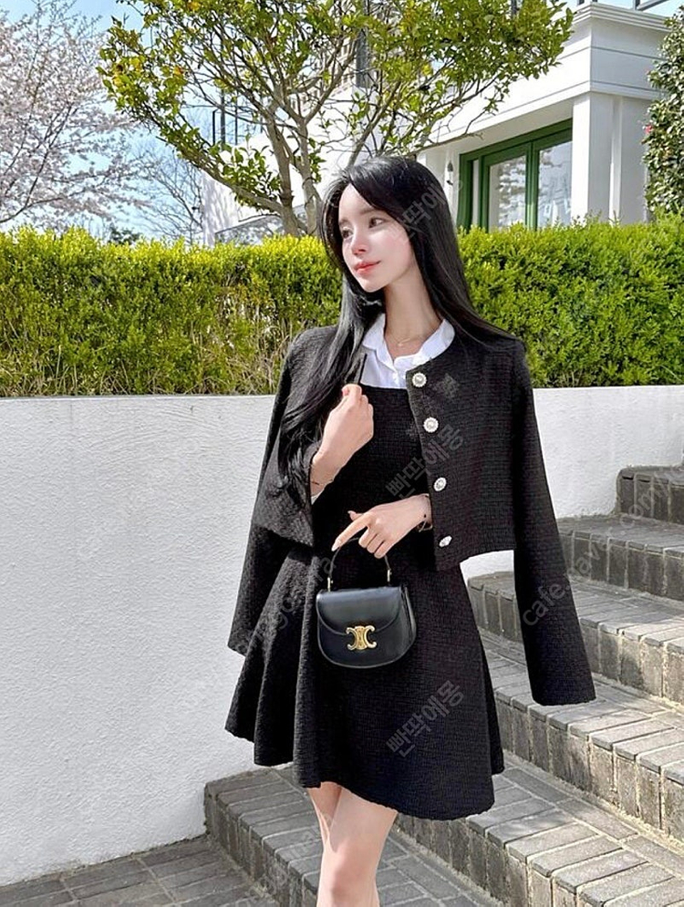 (새상품) 메이윤 제작 스프링 트위드 미니원피스 블랙 M 이미지