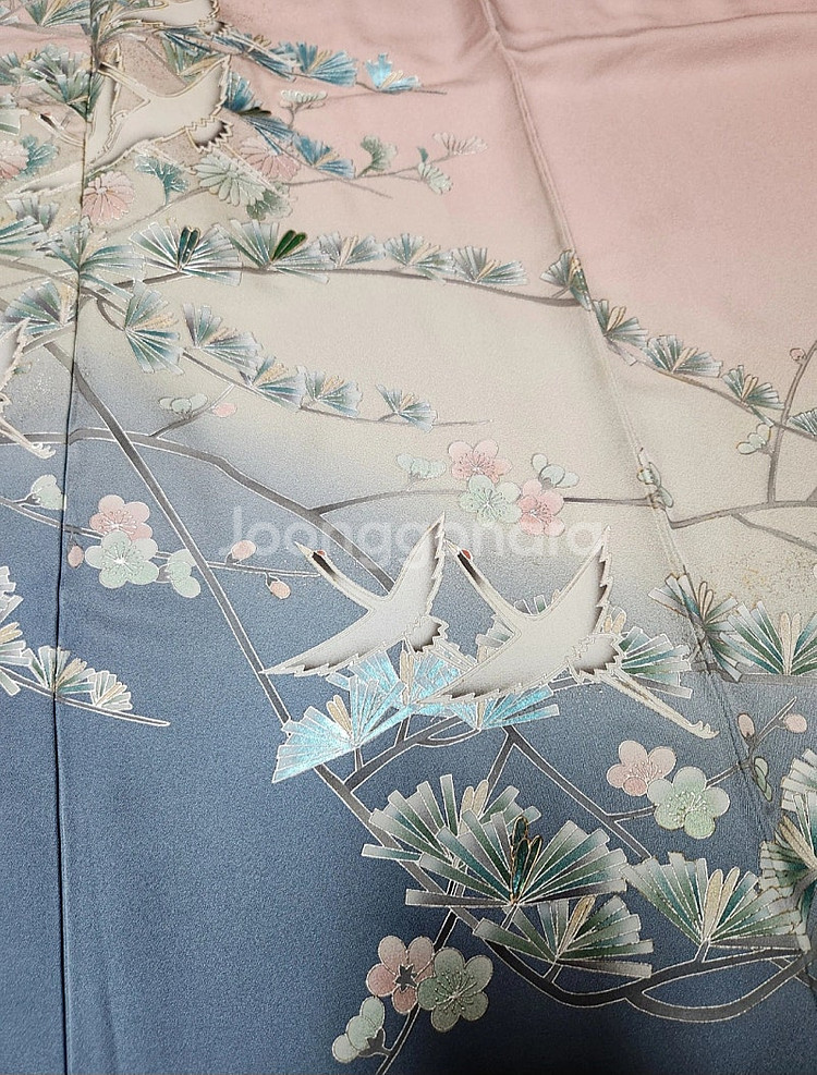 실크 호몬기 기모노 성인식 졸업사진 일본 전통의상--3