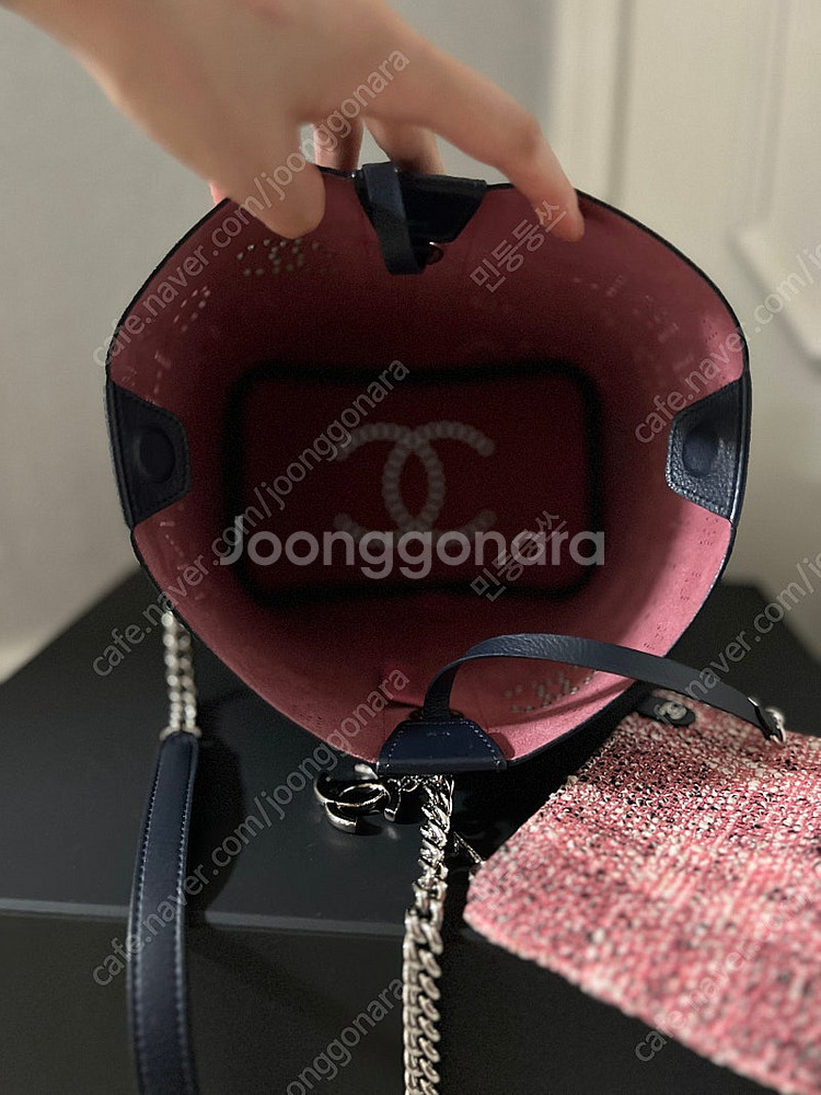 샤넬 네이비 버켓백(토트/숄더)--8