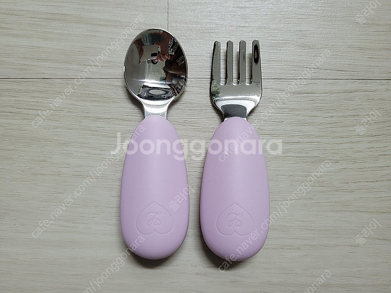 미사용 러빗 하트 흡착 식판, 커트러리 세트--2