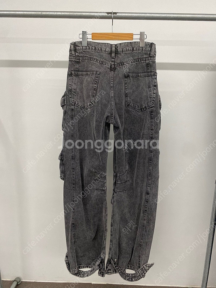 여성용 자라 ZARA 유틸리티 포켓 흑청 진 데님 팬츠...--2
