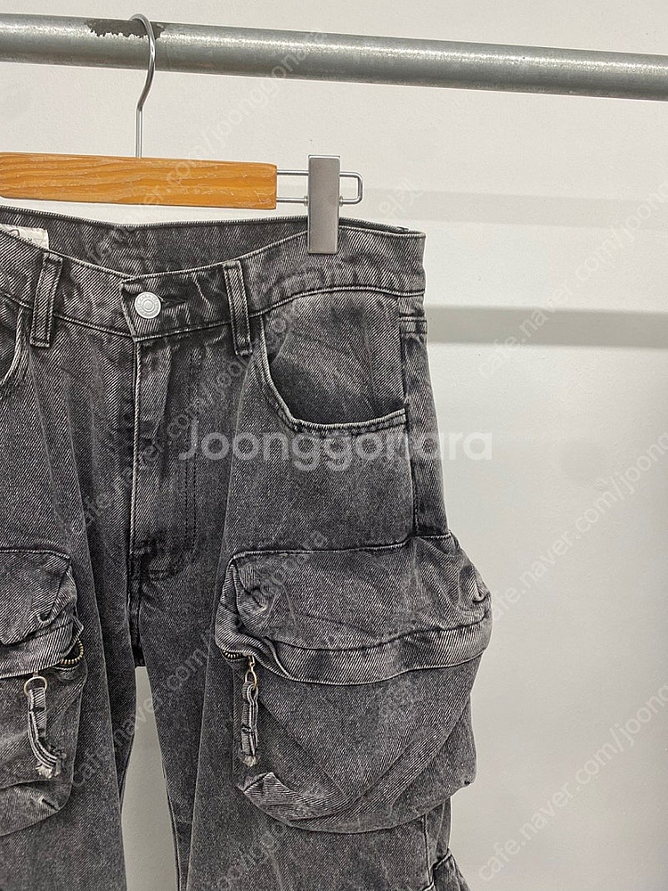 여성용 자라 ZARA 유틸리티 포켓 흑청 진 데님 팬츠...--3