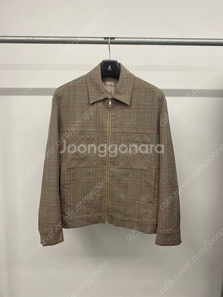 (M) 남성용 드로우핏 체크 세미오버 체크 트러커 집업...--1