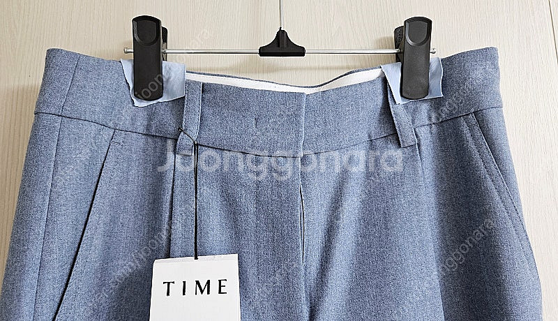 타임 [TIME] 울 멜란지 핀턱 와이드 팬츠 블루 6...--2