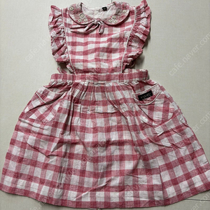 봉주르다이어리 핑크체크 에이프런 6y