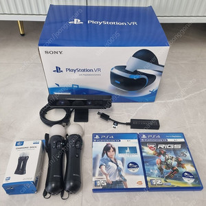 PS4 VR 풀셋(무브봉2.카메라)+VR게임 2종+PS5용 젠더+무브봉 충전거치대