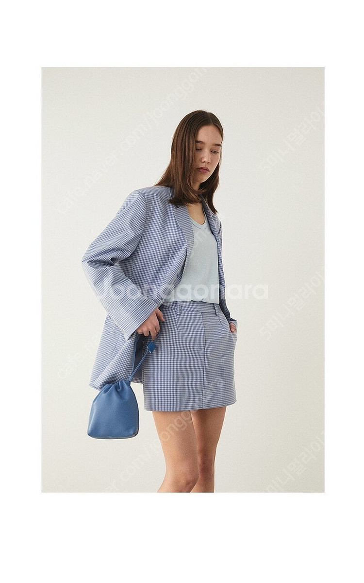 그로브스토어 블루 체크 벨라 투피스세트 자켓 스커트--1