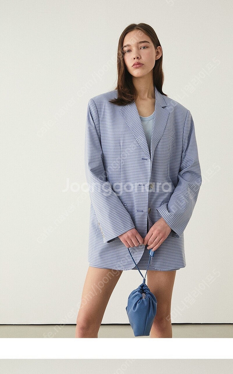 그로브스토어 블루 체크 벨라 투피스세트 자켓 스커트--3