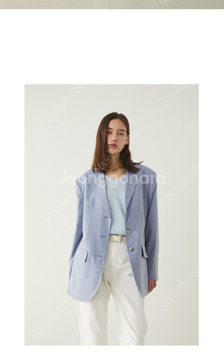 그로브스토어 블루 체크 벨라 투피스세트 자켓 스커트--7