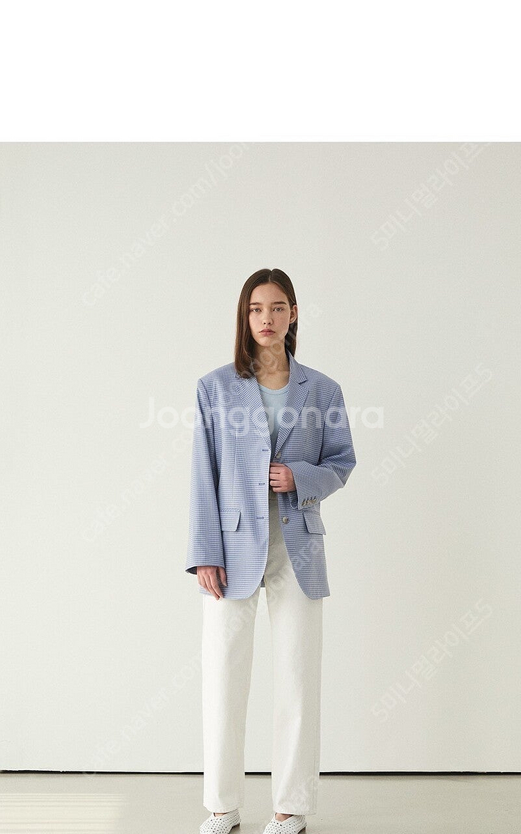 그로브스토어 블루 체크 벨라 투피스세트 자켓 스커트--8