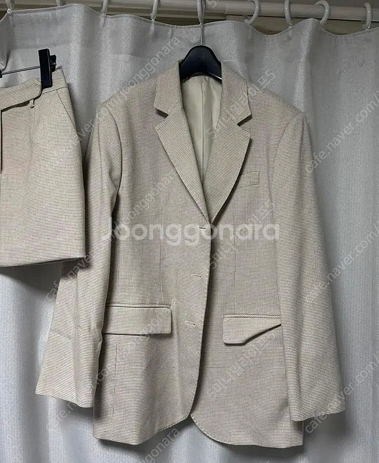 그로브스토어 아이보리체크 벨라 투피스 세트 자켓 스커트--0