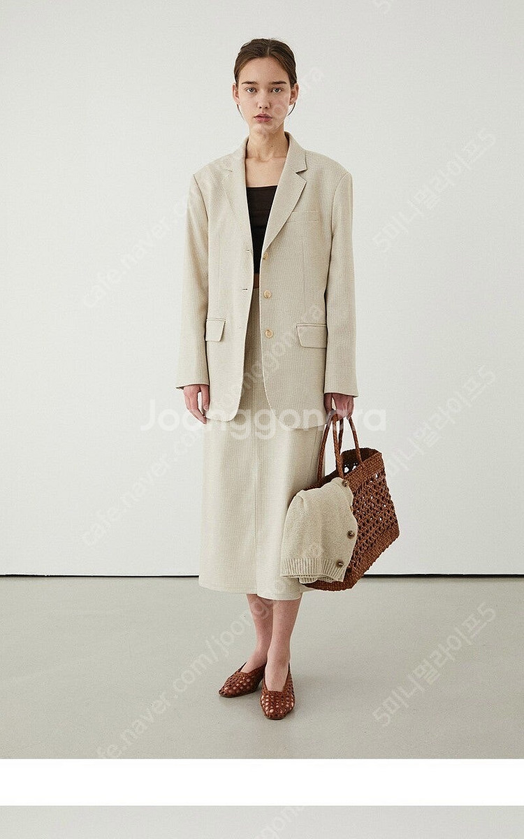 그로브스토어 아이보리체크 벨라 투피스 세트 자켓 스커트--1