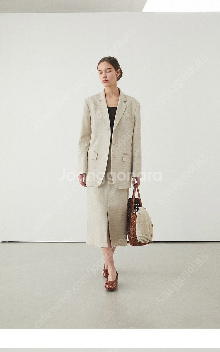 그로브스토어 아이보리체크 벨라 투피스 세트 자켓 스커트--3